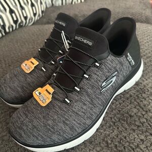 Skechers Black and Gray Slip-In Walking Shoes